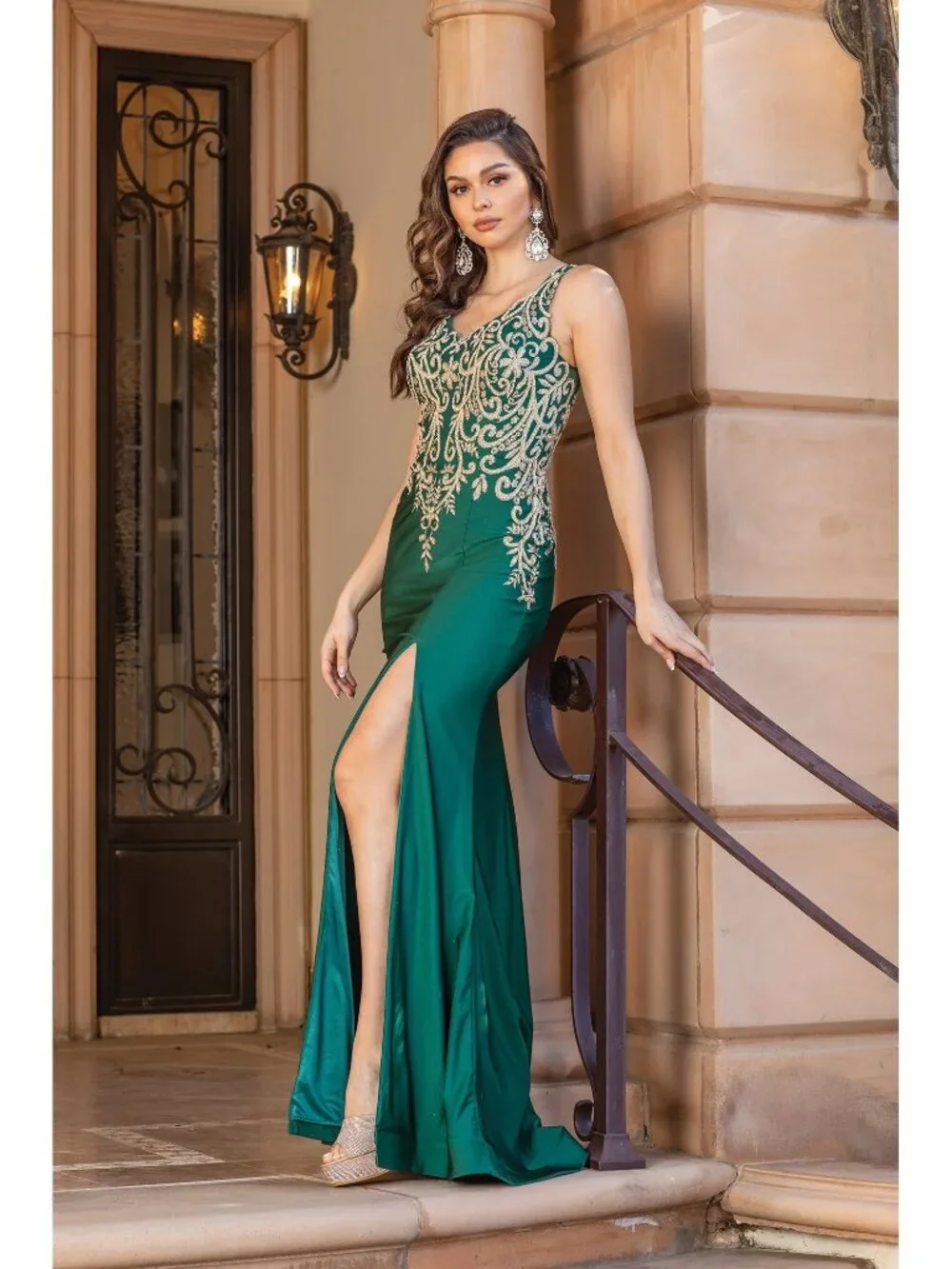 NEW HUNTER-GREEN Evening Gown Floor Length Formal Elegant Stunning 4325